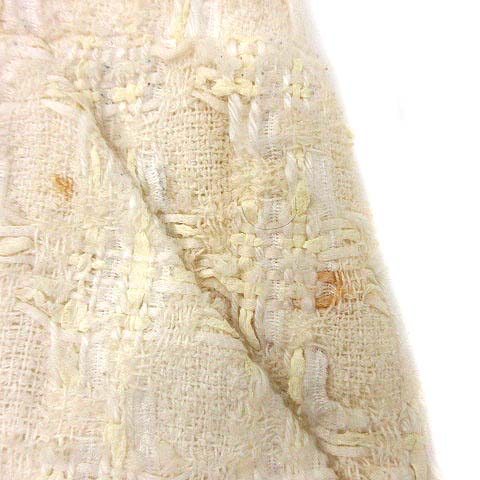 シャネル CHANEL ツイード スカート 膝丈 38 オフホワイト 05C /☆Q15  