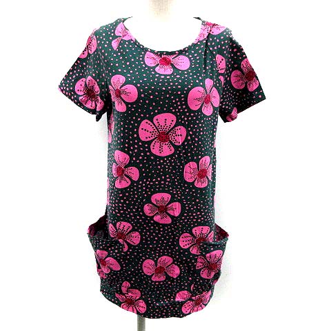 マリメッコ Marimekko ワンピース 半袖 総柄 S 緑 グリーン ピンク Kh D レディース 081 ベクトルパーク
