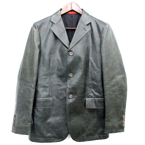ポールスミス PAUL SMITH テーラードジャケット 羊革 ラムレザー M 黒 