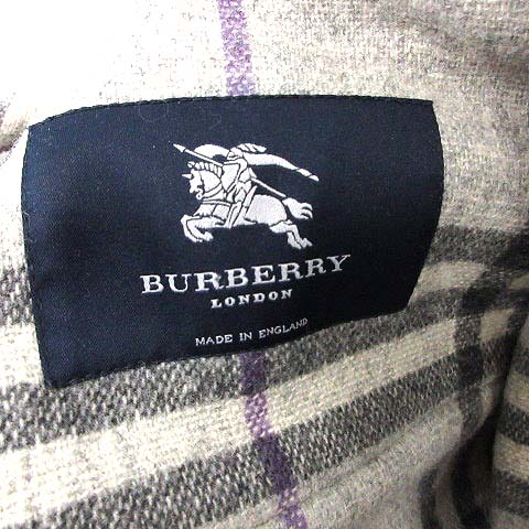 バーバリー BURBERRY ダッフルコート ロング チェック ウール グレー