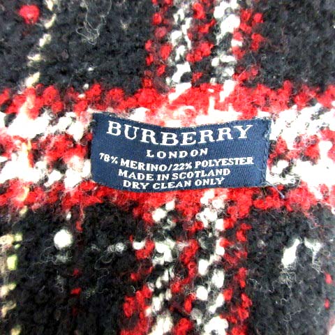バーバリー BURBERRY マフラー チェック 黒 赤 /TK レディース 081