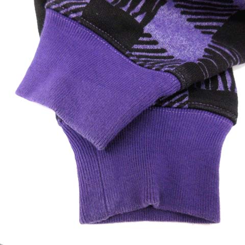 ステューシー STUSSY パーカー ジップアップ チェック L 紫 /EK メンズ