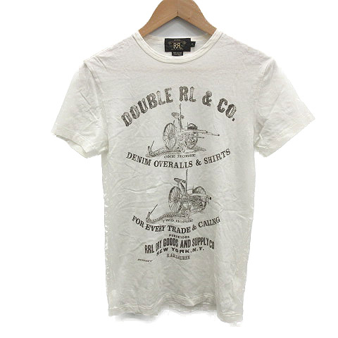 ダブルアールエル RRL Tシャツ カットソー リネン混 プリント 半袖 XS 