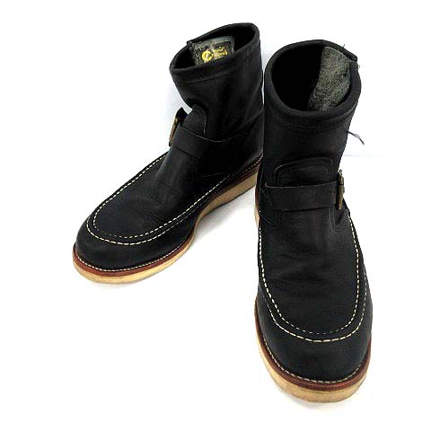 チペワ CHIPPEWA エンジニアブーツ ショート モックトゥ レザー 25 黒 