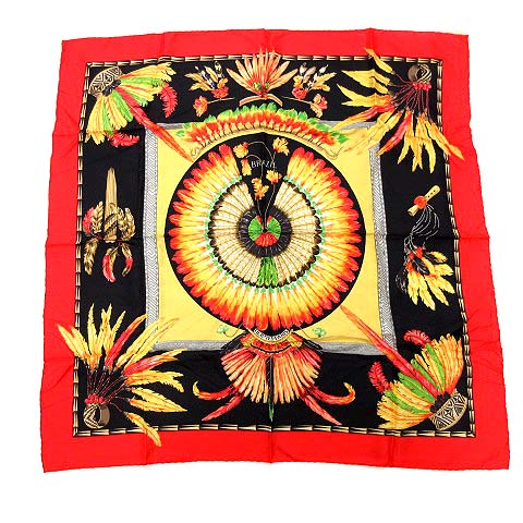 エルメス HERMES スカーフ カレ90 BRAZIL ブラジル シルク 赤 レッド 