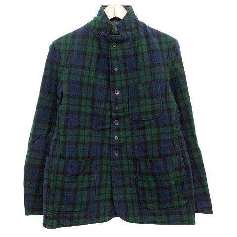 エンジニアードガーメンツ Engineered Garments コート 中綿 チェック ウール スタンドカラー S グリーン 黒 G メンズ 081 ベクトルパーク