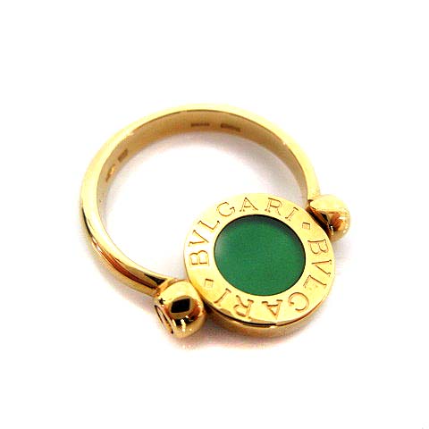 ブルガリ BVLGARI 指輪 フリップリング ゴールド K18 750 赤 グリーン 