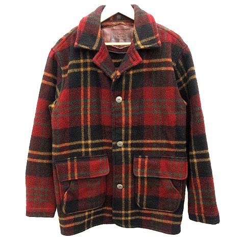 ウールリッチ WOOLRICH コート チェック USA製 ウール ボルドー 黒 S 