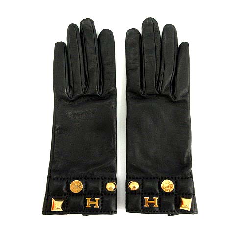 ⭐︎新品未使用⭐︎ HERMES エルメス レザーグローブ 革手袋 セリエ HERMES エルメス セリエ 手袋 グローブ ラムスキン ブラック
