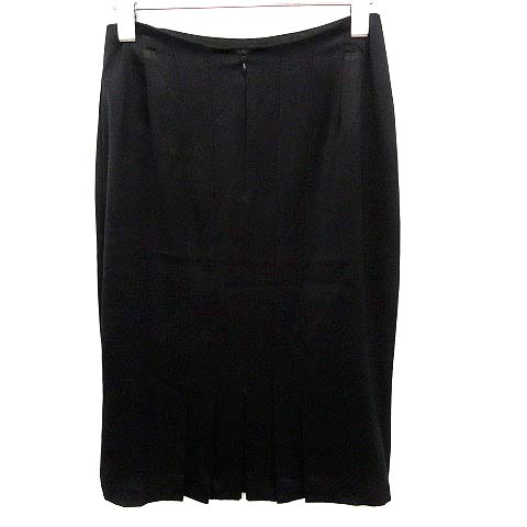 シャネル CHANEL 04A スカート ひざ丈 シルク 36 黒 /YM レディース