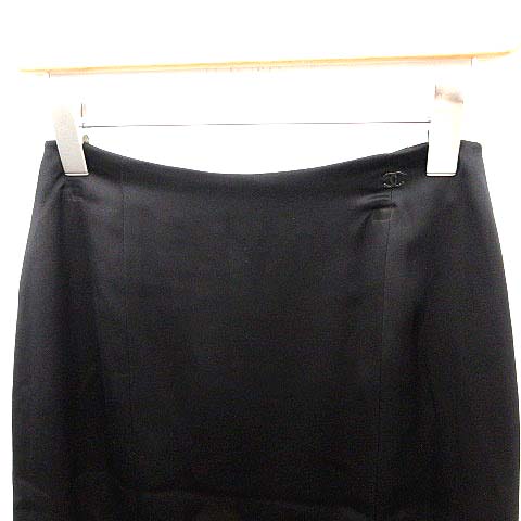 シャネル CHANEL 04A スカート ひざ丈 シルク 36 黒 /YM レディース