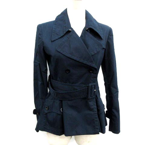 ミュウミュウ miumiu トレンチコート ショート 42 紺 ネイビー /TK ○D 