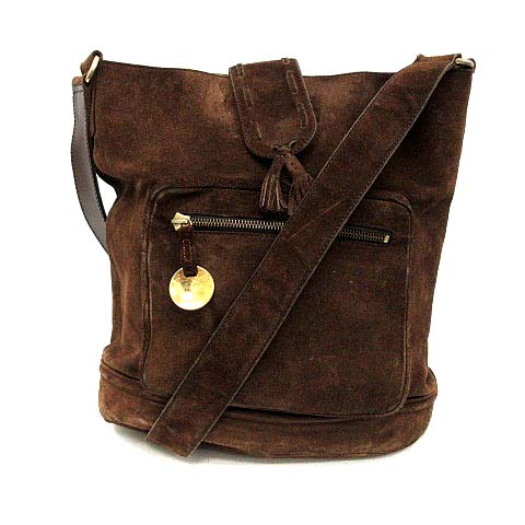 セリーヌ CELINE バッグ ショルダー スエード タッセル 茶 ブラウン 
