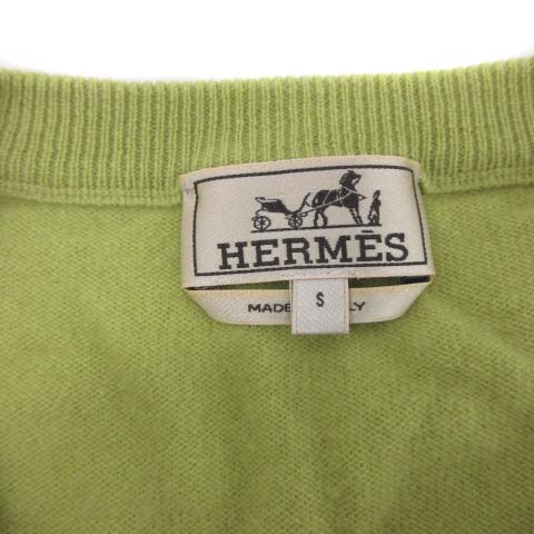 エルメス HERMES ニット セーター 長袖 カシミヤ Vネック S 黄緑 /EK 