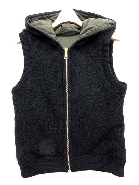 自由区 オンワード樫山 17AW ダウン ベスト リバーシブル フード 38 