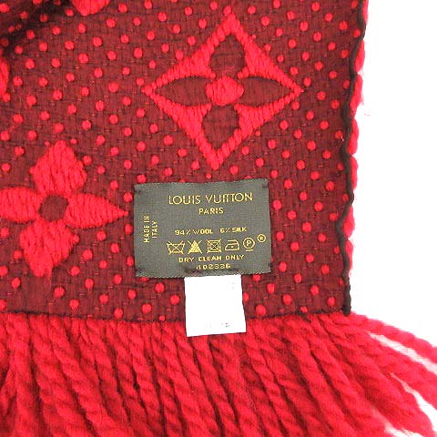Louis Vuitton ロゴ刺繍マフラー レッド ルイヴィトンLV LOUIS VUITTON マフラー赤ロゴレッド
