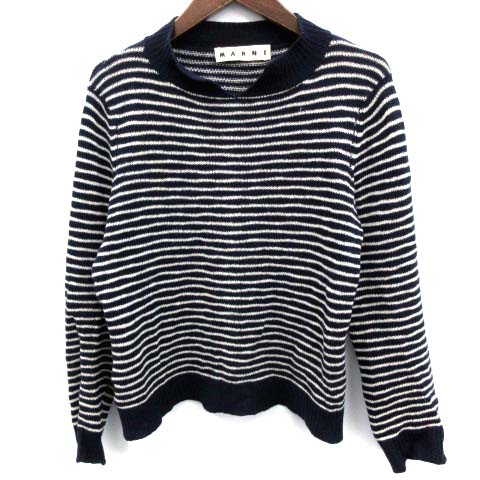 マルニ MARNI 14年製 セーター ニット ボーダー 長袖 46 紺 白 /EK 