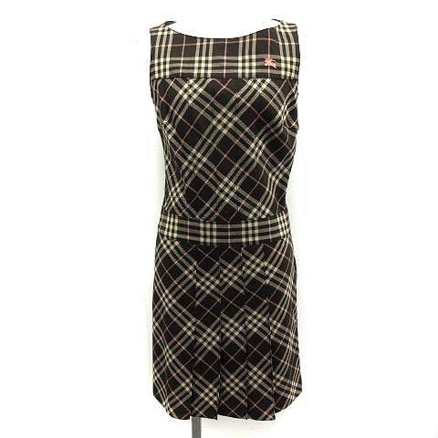 バーバリーブルーレーベル Burberry Blue Label ワンピース ノースリーブ チェック プリーツ ウール 36 茶 ブラウン Kh レディース 081 ベクトルパーク