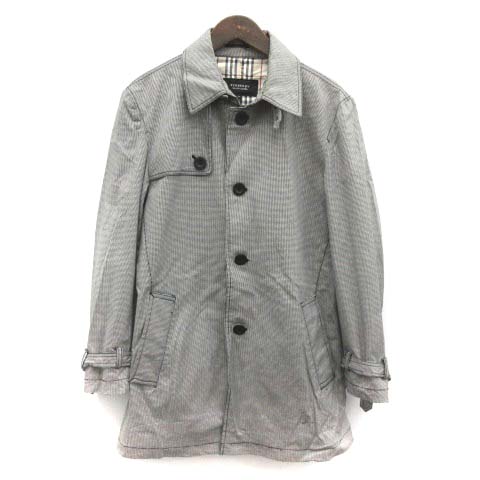 バーバリーブラックレーベル Burberry Black Label ステンカラー スプリングコート 千鳥格子柄 M 黒 ブラック 白 ホワイト Tk Kra メンズ 081 ベクトルパーク