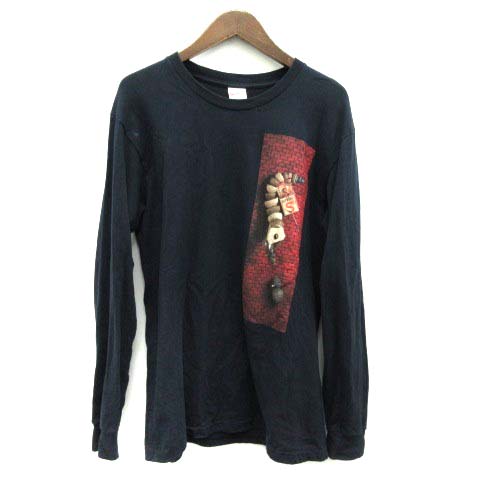 シュプリーム SUPREME Tシャツ ロンT 長袖 プリント 総柄 M 紺 