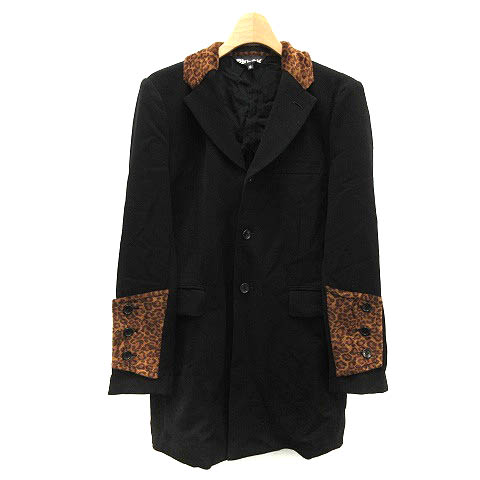 ブラックコムデギャルソン Black Comme Des Garcons ジャケット シングル ロング ヒョウ柄 レオパード S 黒 Ad16 Nt8 メンズ 081 ベクトルパーク