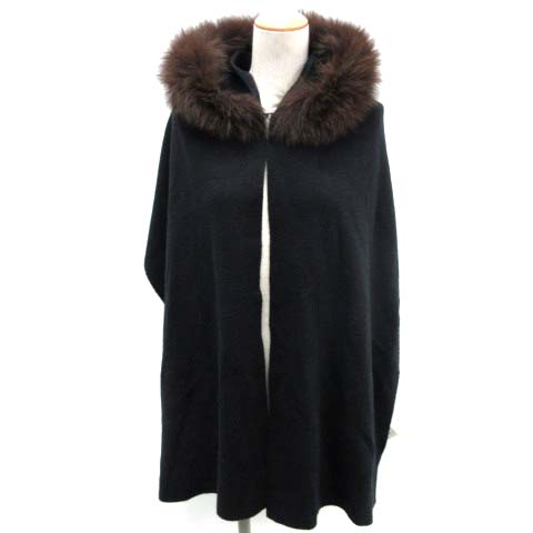 チェスティ Chesty ストール フォックスファー フード付き F 黒  