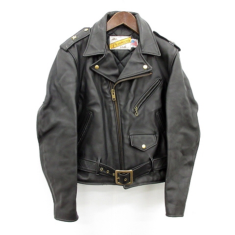 ショット SCHOTT ダブルライダースジャケット レザー 38 黒 ブラック 