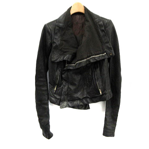 リックオウエンス Rick Owens ジャケット ライダース ジップアップ ラムレザー 38 黒 Nt15 レディース 081 ベクトルパーク