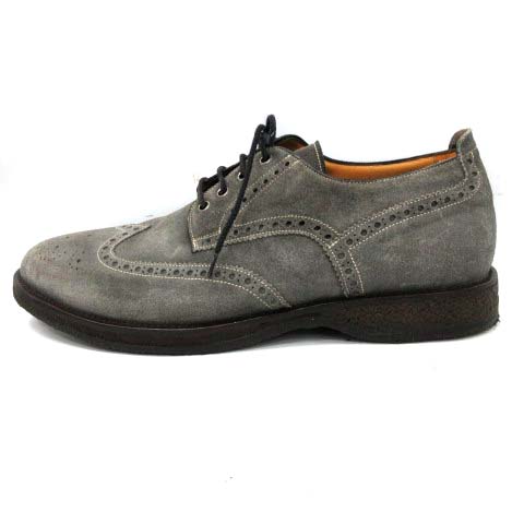 サントーニ SANTONI シューズ ウイングチップ スエード 8.5 グレー /EK 
