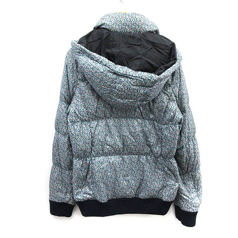ラコステ LACOSTE ダウンジャケット 花柄 ジップアップ 40 青 ピンク 