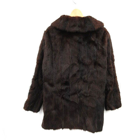 山岡毛皮店 Yamaoka ステンカラーコート ファー ミンク 茶 ブラウン