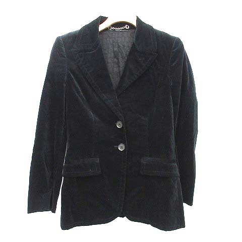 グッチ GUCCI ベロア ジャケット テーラード 36 黒 /☆G レディース 