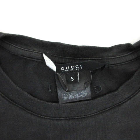 グッチ GUCCI Tシャツ カットソー 半袖 無地 S 黒 ブラック
