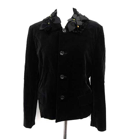 トリココムデギャルソン Tricot Comme Des Garcons ジャケット ベロア フラワーモチーフ M 黒 ブラック Ym レディース 081 ベクトルパーク
