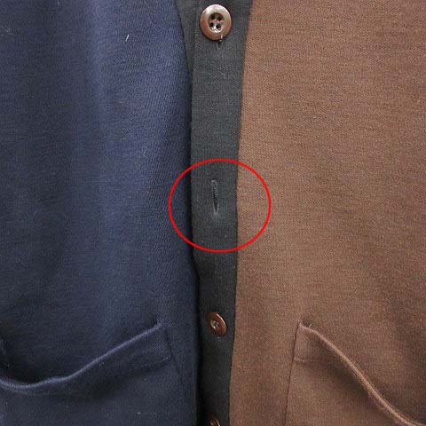 美品　フランクリーダー　frank leder カーディガン　紺　茶　M フランクリーダー FRANK LEDER カーディガン ニット 長袖 ウール