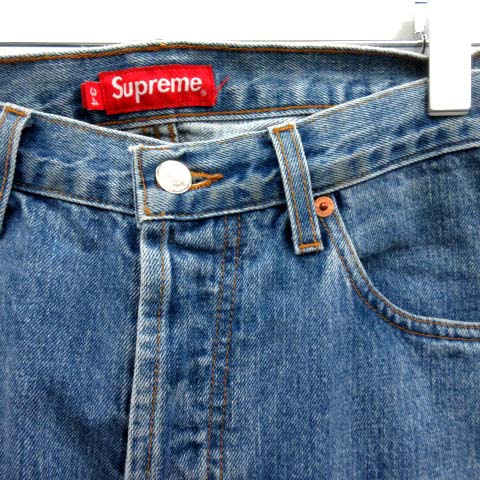 シュプリーム SUPREME デニムパンツ ジーンズ ボタンフライ 34 青 