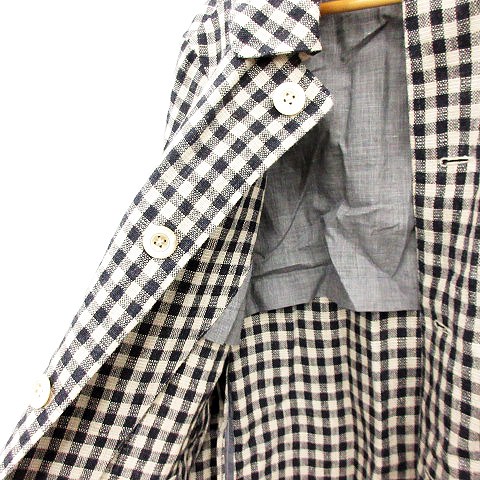 フォーティーファイブアールピーエム 45rpm コート ロング ステンカラー ギンガムチェック 麻 リネン 2 キナリ 紺 Yt メンズ 081 ベクトルパーク