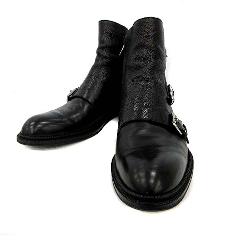 ルイヴィトン LOUIS VUITTON ショートブーツ ベルト レザー 黒 