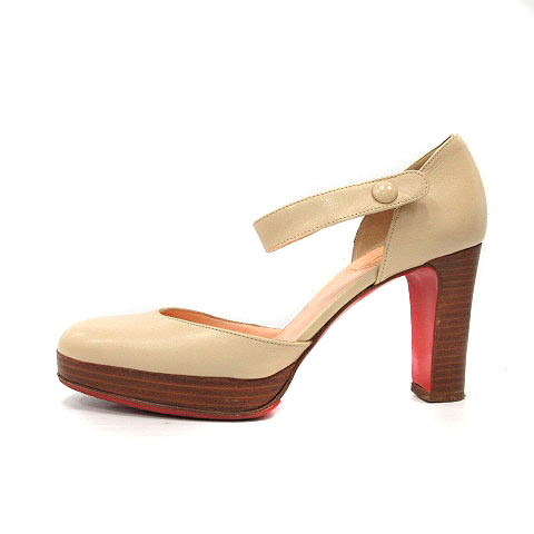 Christian Louboutin ベージュ ストラップヒール