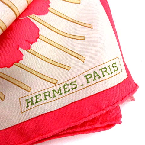エルメス HERMES スカーフ カレ90 Les Pivoines 芍薬 花柄 ピンク /☆G 