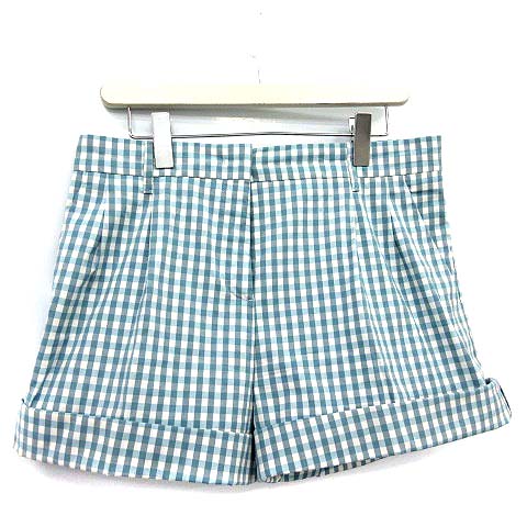 PRADA プラダ ショートパンツ タックパンツ ギンガムチェック プラダ PRADA ショートパンツ ギンガムチェック 42 水色 白 /☆G
