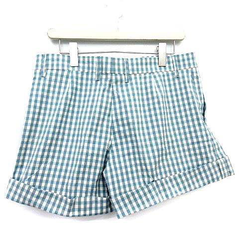 プラダ PRADA ショートパンツ ギンガムチェック 42 水色 白 /☆G