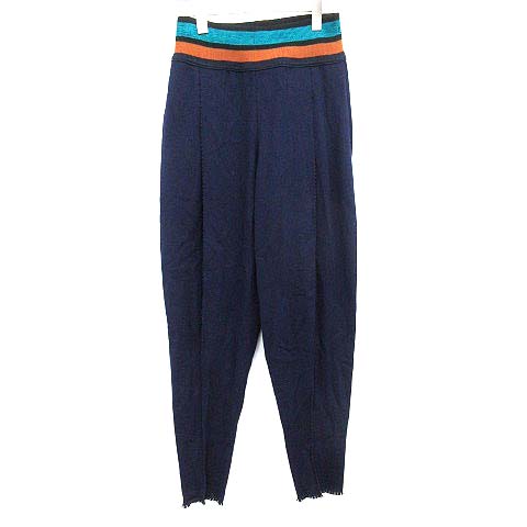 イッセイミヤケ ISSEY MIYAKE ニットパンツ テーパード ネイビー 