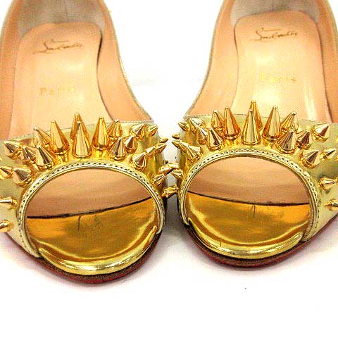 未使用Christian Louboutin ゴールドオープントゥハイヒール クリスチャンルブタン Christian louboutin パンプス ヒール