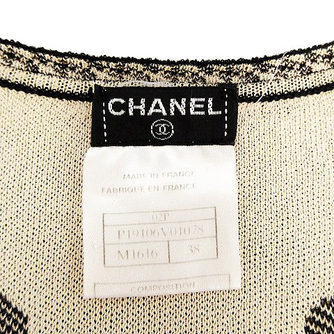 CHANEL - シャネル 02P ブラック P19106V01078 カメリア ノースリーブ セーター ニット ベスト 38 シャネル CHANEL 02P ニット セーター ノースリーブ Vネック