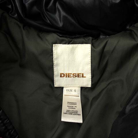 DIESEL ダウンジャケット フード　ブラック/ネイビー　ディーゼル　ワッペン DIESEL ダウンジャケット フードブラック/ネイビーディーゼル