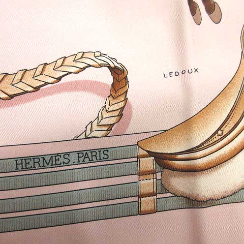 エルメス HERMES スカーフ カレ90 JUMPING 乗馬 シルク ピンク /YM