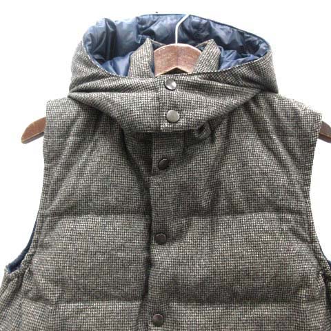 シップス SHIPS ダウンベスト リバーシブル フード M グレー 紺