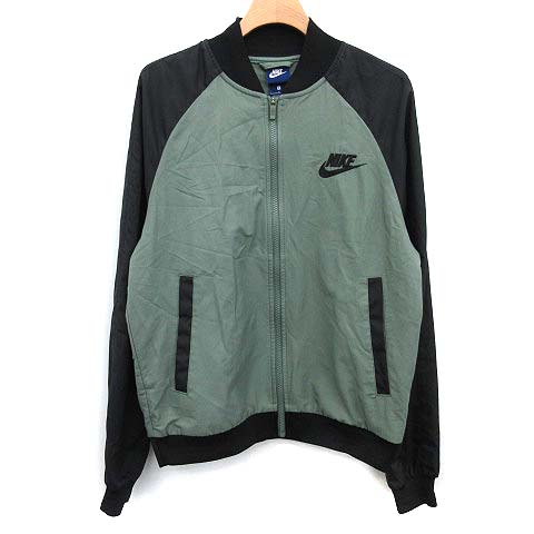 ナイキ NIKE ジャケット ブルゾン ジップアップ バイカラー ロゴ S 緑 