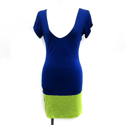 バックステージ Back Stage ワンピース ミニ バイカラー 半袖 Xs 青 黄緑 Ym Br レディース 081 ベクトルパーク